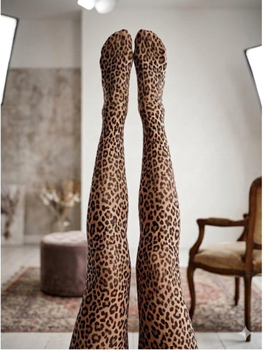Emilio Cavallini Tights "Lion" Leopard-Print Tights Small/Medium